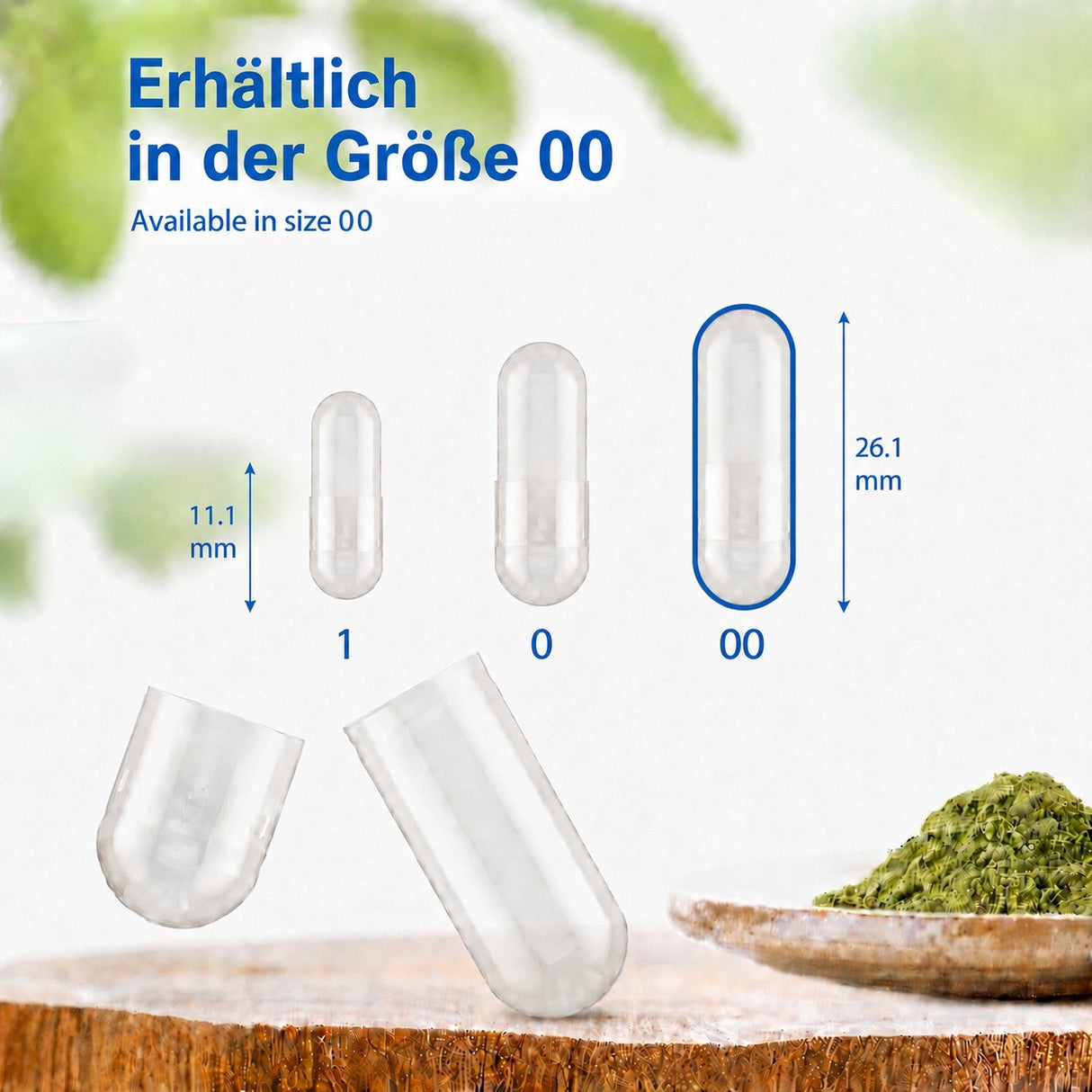 Kapseln erhältlich in Größe 00