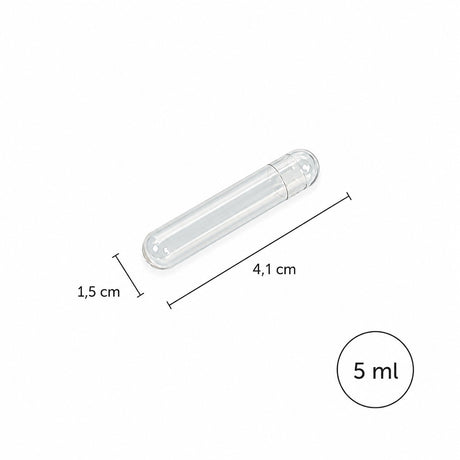 Maxikapsel mit 5 ml Volumen, Maße:  4,1 x 1,5 Zentimeter