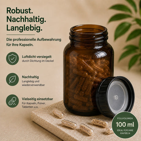Robust, nachhaltig, langlebig - Braunglas 1000 ml