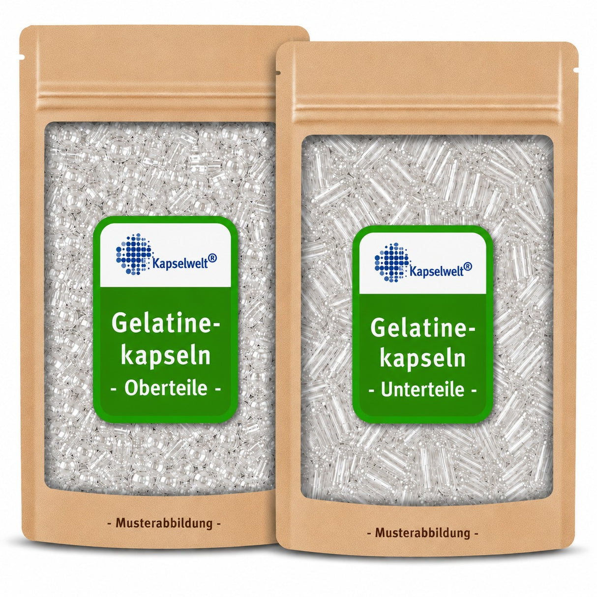 Getrennte Gelatinekapseln klar - Größe 0