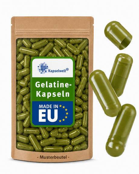 Gelatinekapseln olivgrün - Größe 0