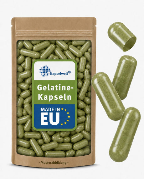 Gelatinekapseln olivgrün - Größe 0
