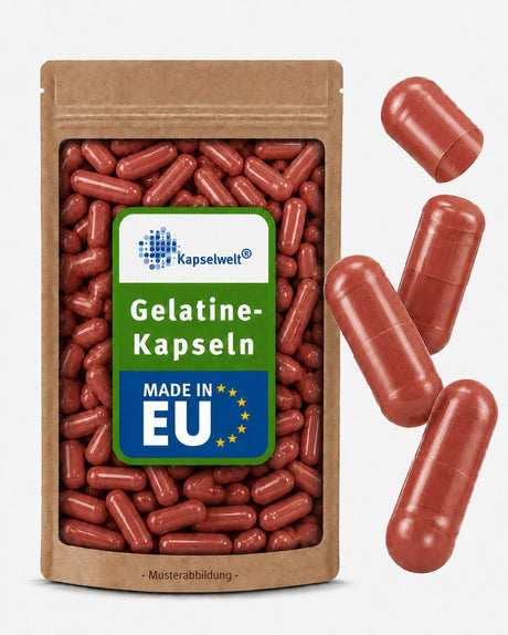 Gelatinekapseln dunkelrot - Größe 0