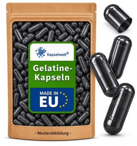 Gelatinekapseln schwarz - Größe 0