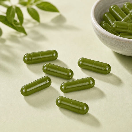 Bild mit eingen grünen Leerkapseln aus Gelatine