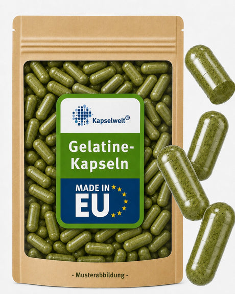 Gelatinekapseln olivgrün - Größe 0