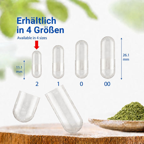 Kapseln erhältlich in vier verschiedenen Größen: 2, 1, 0 und 00