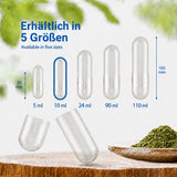 Darstellung der 5 verschiedenen Maxi-Kapselgrößen: 110 ml, 90 ml, 24 ml, 10 ml und 5 ml
