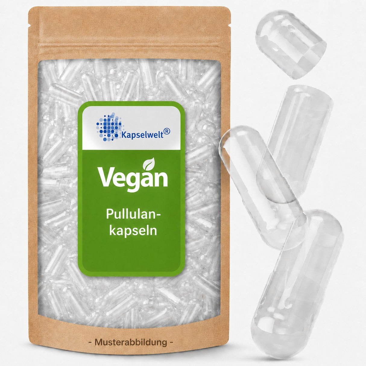 Vegi-Pullulan-Naturkapseln klar - Größe 1