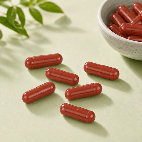 Bild mit 6 roten vegetarischen Leerkapseln